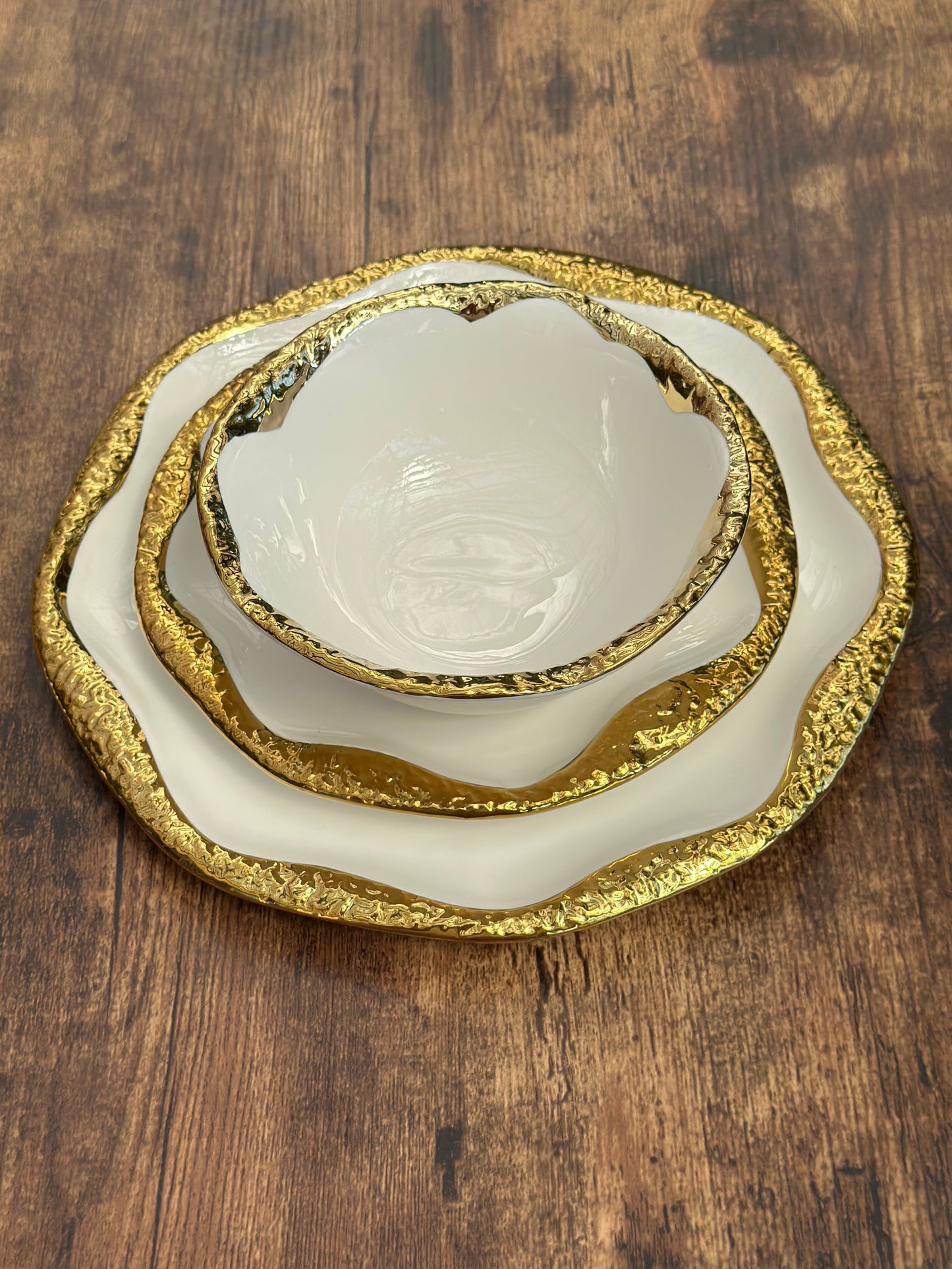 NA-VA-011 Vajilla Bordo Dorado Grueso. Set x 4. 8 Puestos