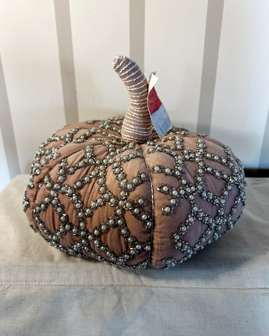 OT-DE-010 Decoración Calabaza Rosa Brillante 28cm Otoño