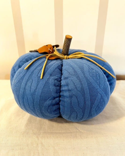 OT-DE-016 Decoración Calabaza Azul Tela 20cm Otoño