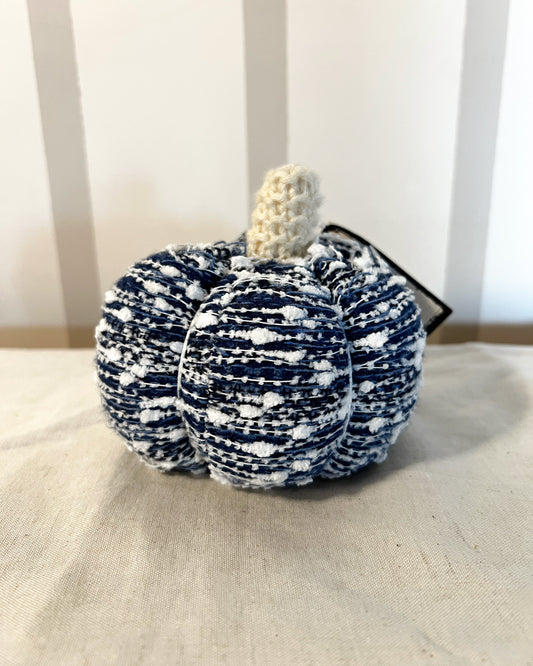 OT-DE-024 Decoración Calabaza Azul Tejida 12cm Otoño