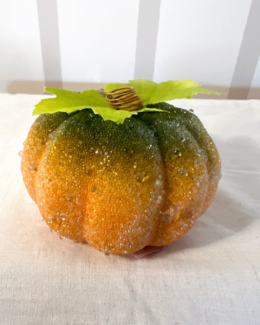 OT-DE-034 Decoración Calabaza Nevada 8cm Otoño