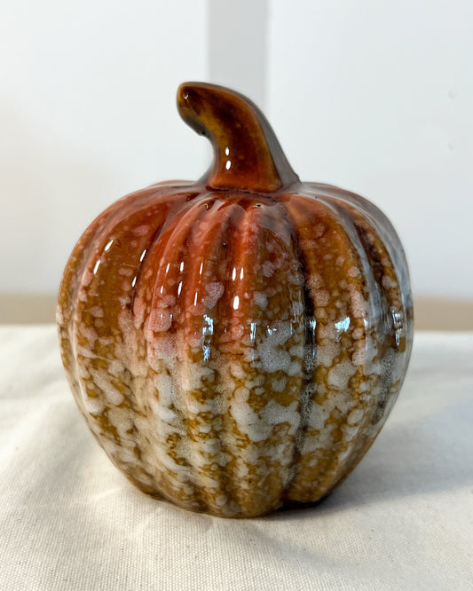 OT-DE-037 Decoración Calabaza Cerámica Nevada Naranja 7cm