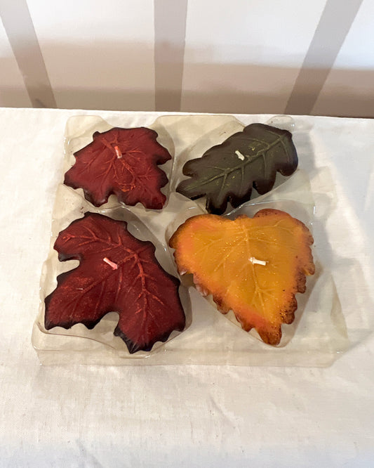 OT-DE-053 Decoración Caja Velas Hoja Set x4 Otoño