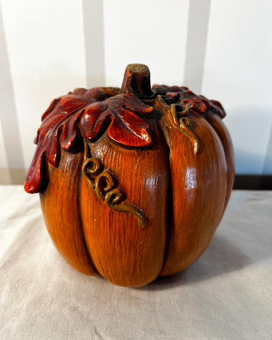 OT-DE-064 Decoración Calabaza Grande, Hojas Naranja Otoño