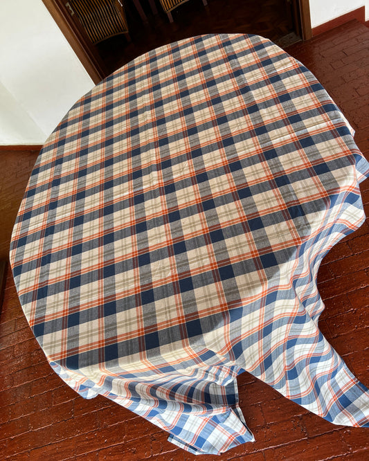 OT-MA-002 Mantel Cuadros Naranja & Azul Otoño