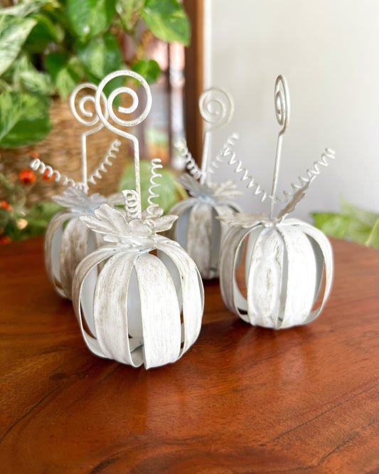 OT-MP-003 Marcadores de Puesto Caja Calabaza Latón Otoño x 4