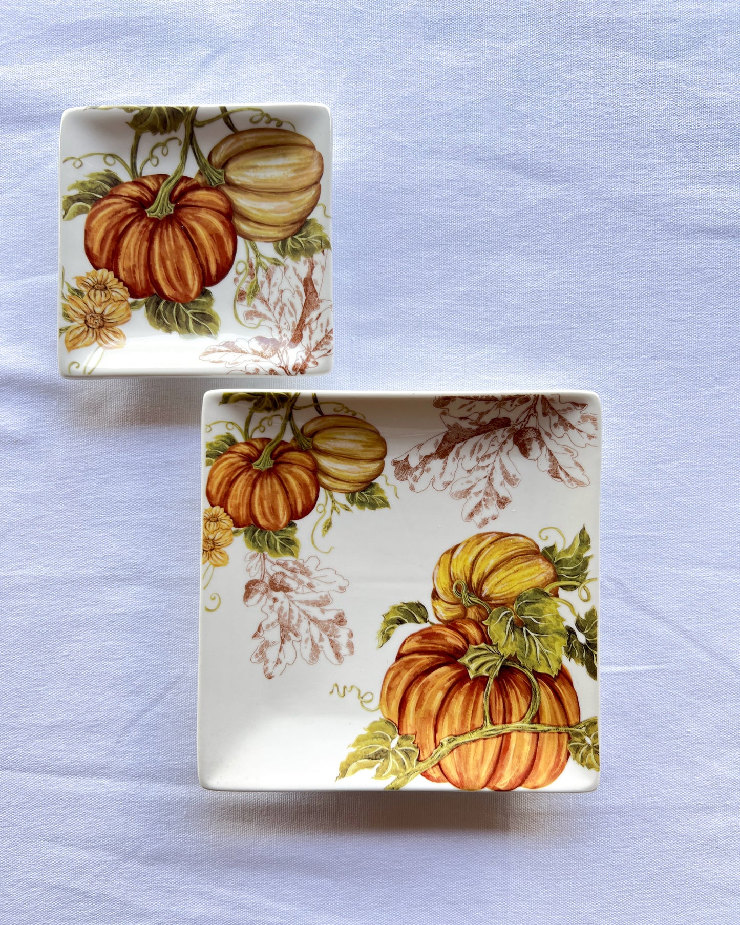 OT-PL-002 Plato Calabaza Cuadrado Set x 2 Platos Ensalada y Plato Tortero x 8 puestos