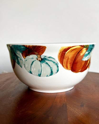 OT-VA-001 Vajilla Calabaza Otoño Turquesa 4 puestos, Set x 3 , 12 piezas