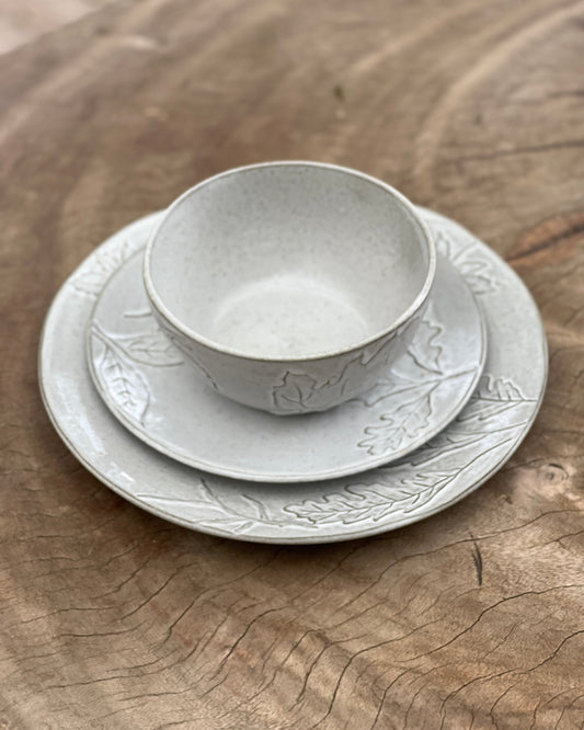 OT-VA-004 Vajilla Otoño Gris 4 puestos, Set x 4, 16 piezas