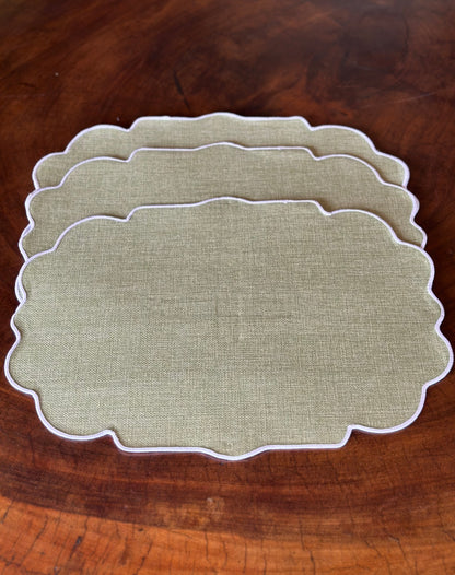 TT-IN-006 Individual Rectangular Beige Filo Blanco x 8