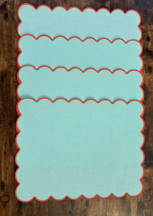 TT-IN-011 Individual Rectangular Verde Filo Naranja x 6