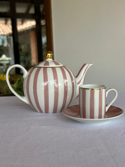 TT-JT-001 Juego de Te pastel Rosado, Tera, 4 Pocillos & 4 Platos