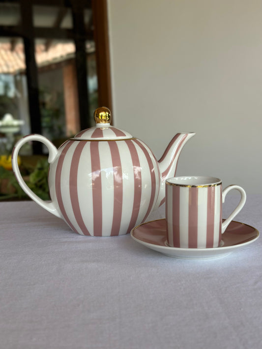 TT-JT-001 Juego de Te pastel Rosado, Tera, 4 Pocillos & 4 Platos