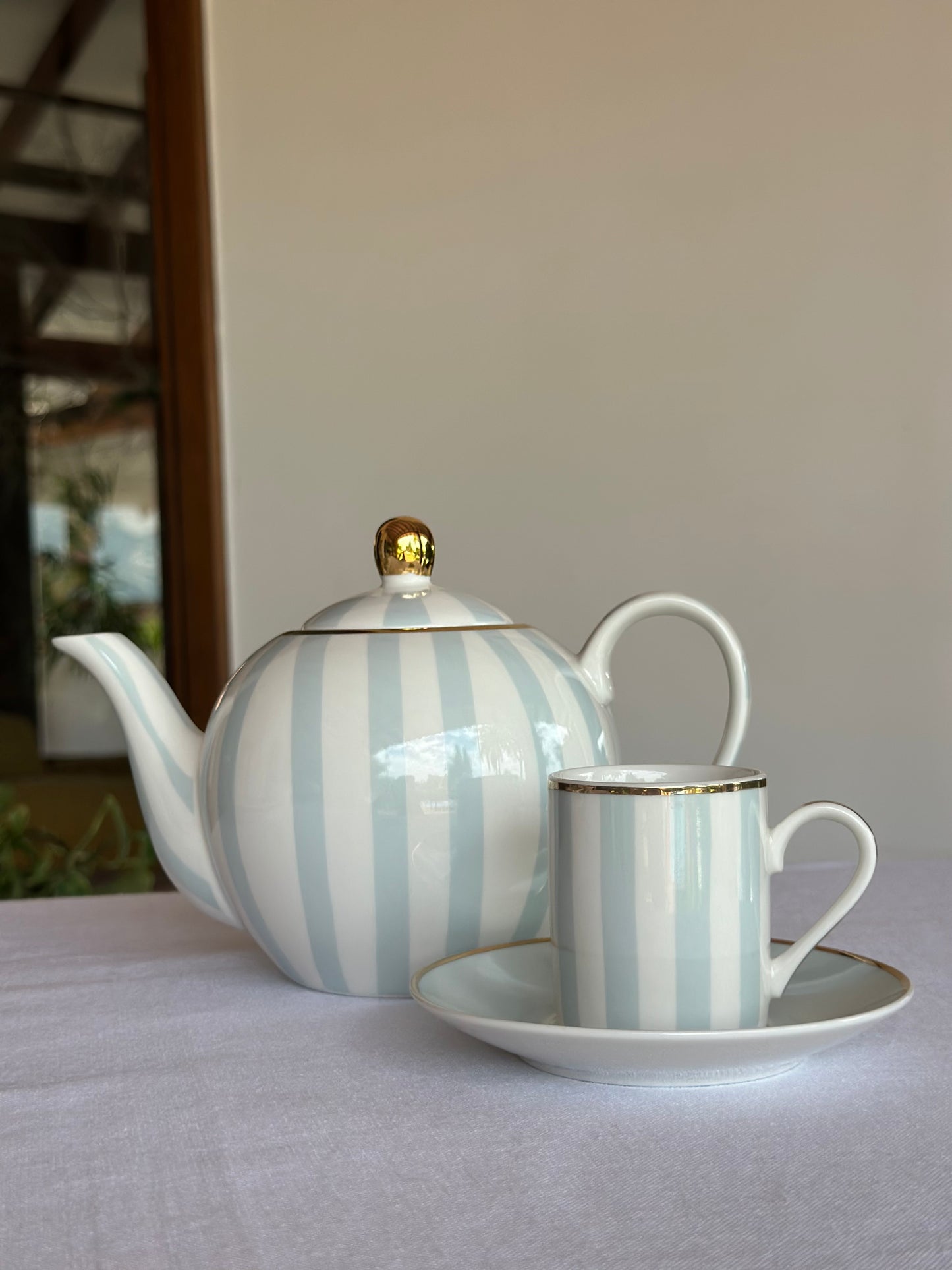 TT-JT-002 Juego de Te pastel Azul, Tera, 4 Pocillos & 4 Platos