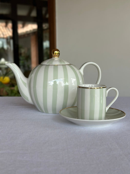 TT-JT-003 Juego de Te pastel Verde Menta, Tera, 4 Pocillos &amp; 4 Platos