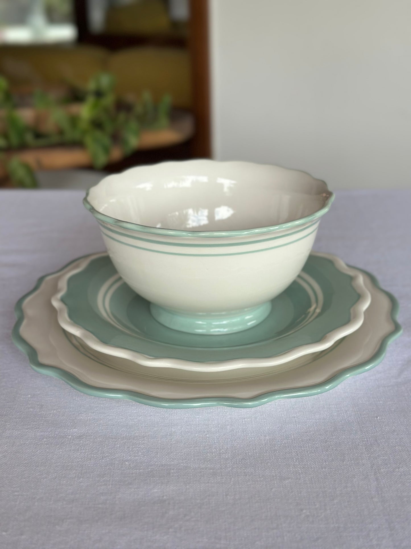 TT-VA-002 Vajilla Pastel Azul, 8 Puestos, Set x 3. 24 Piezas