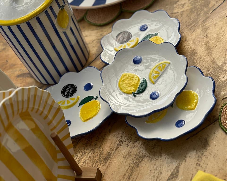 VE-PL-004 Platos Torteros Limones, Set x 8